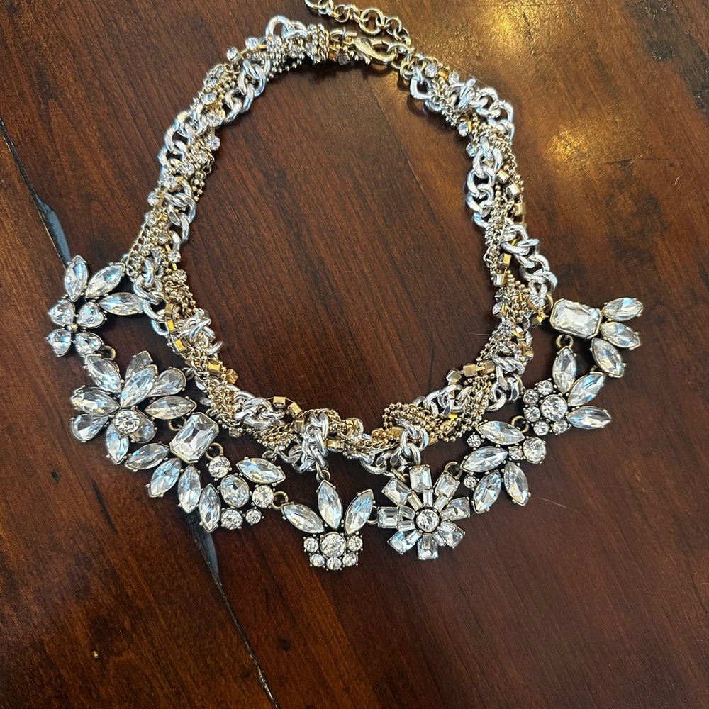 Banana Republic Silver and Gold Crystal Necklace